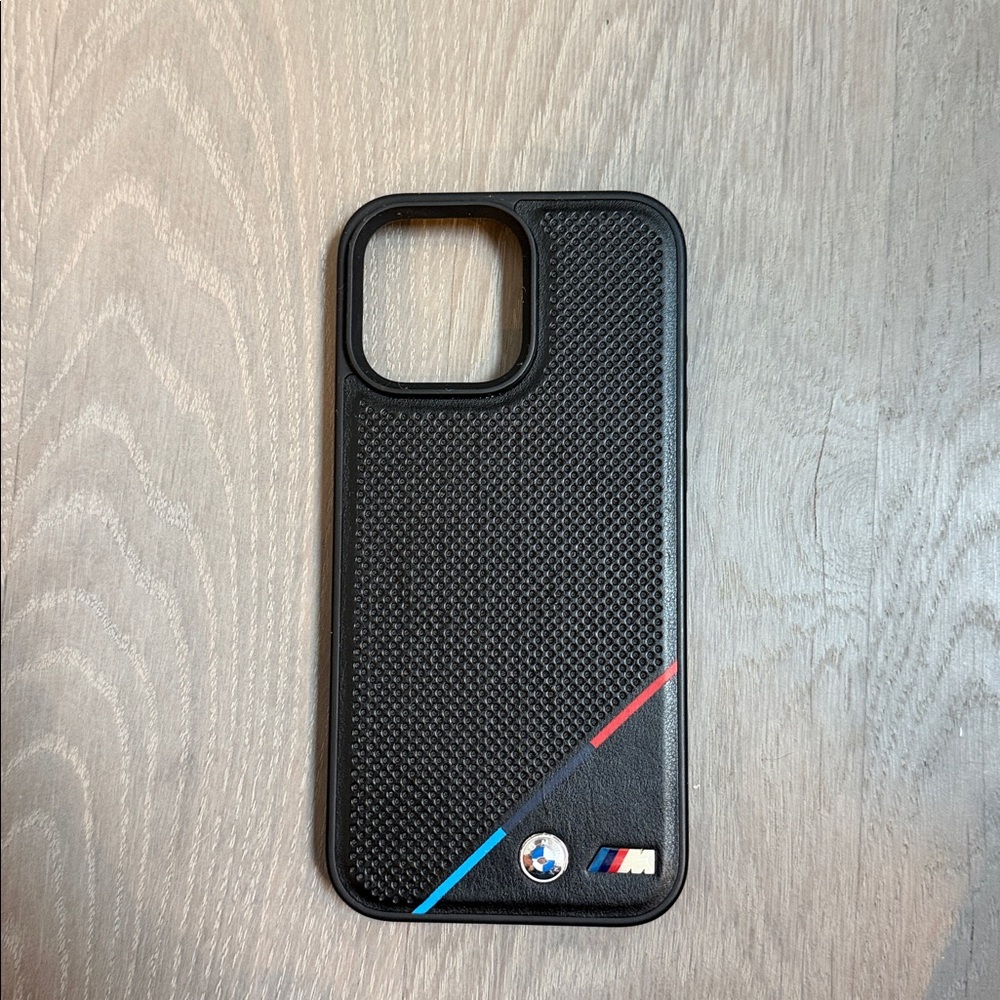 BMW M series Black Textured Phone Case with Logo, iPhone 15 Pro Max